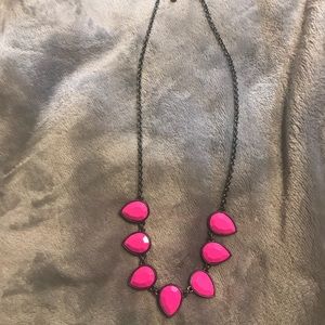 Neon pink necklace and earrings